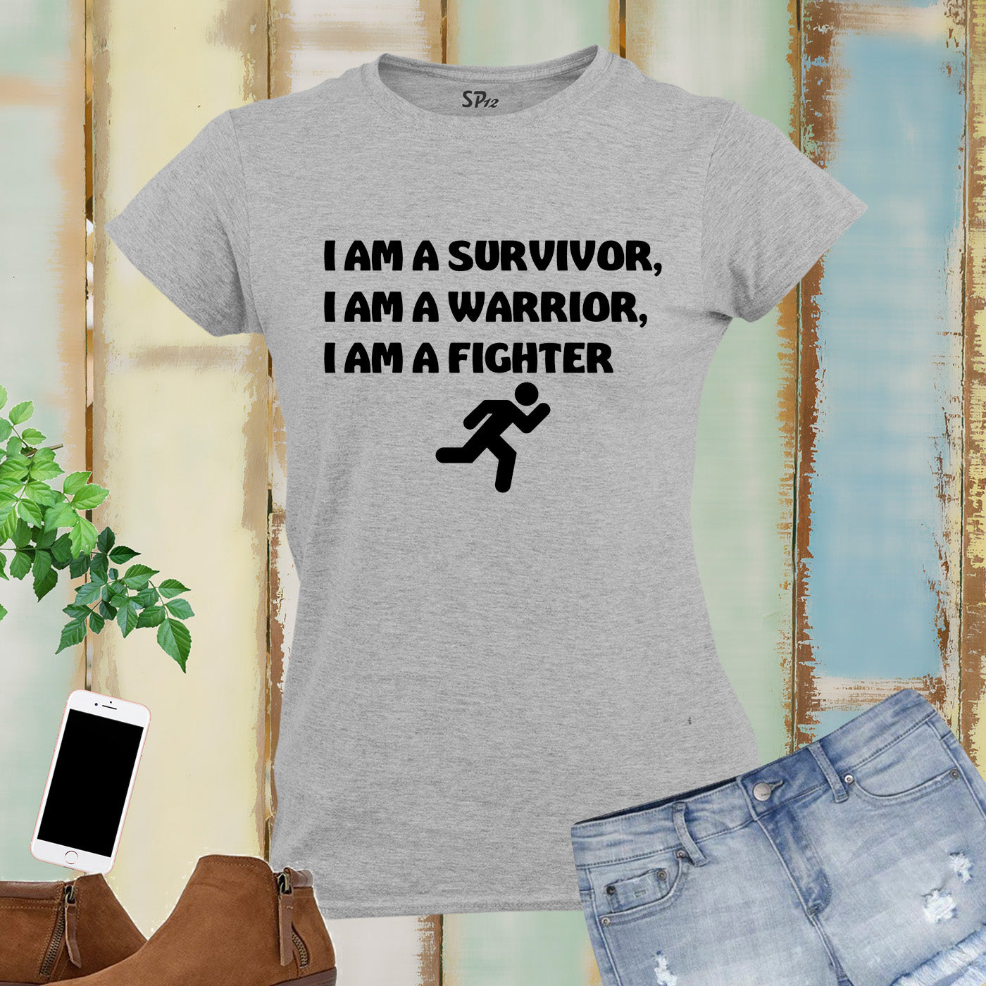Fighter Survivor Warrior Slogan Women T Shirt