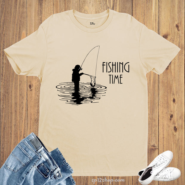 Fishing Time Fisherman Graphic Hobby T shirt