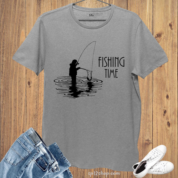 Fishing Time Fisherman Graphic Hobby T shirt