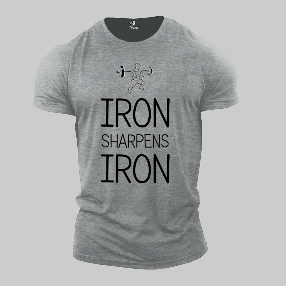 Fitness Crossfit Gym T Shirt Iron Sharpens Iron Heavy Weight Lifter