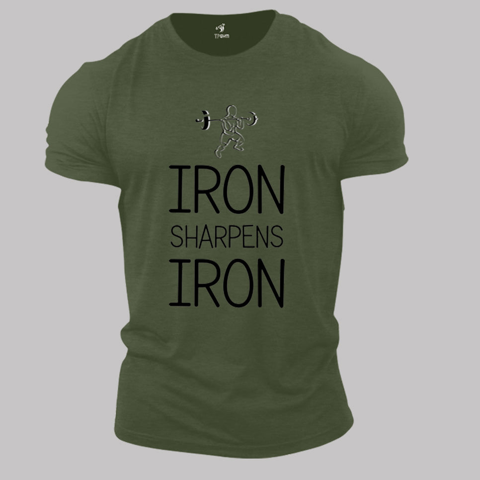 Fitness Crossfit Gym T Shirt Iron Sharpens Iron Heavy Weight Lifter