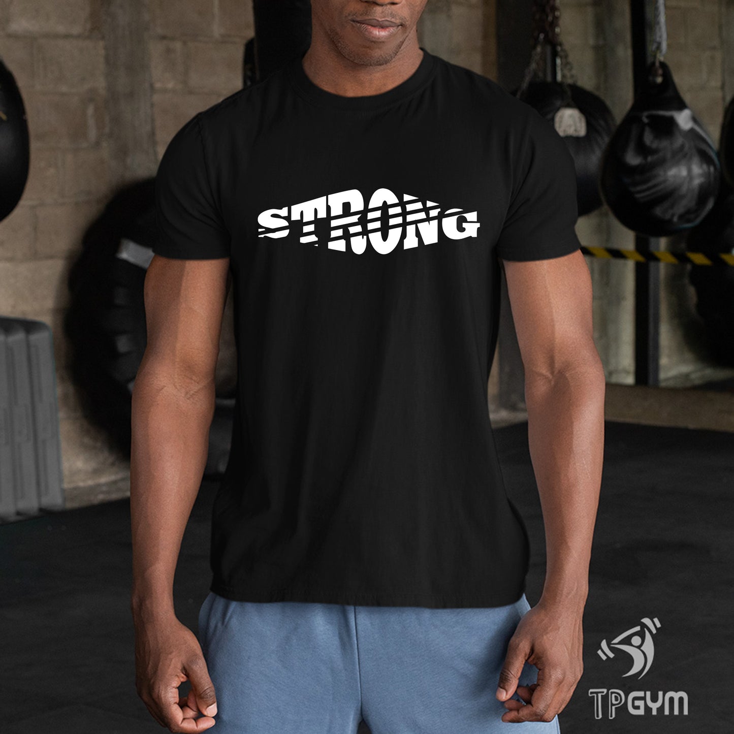 Fitness Strong Cross Mark Word Gym Crossfit Weight Lifting T Shirt