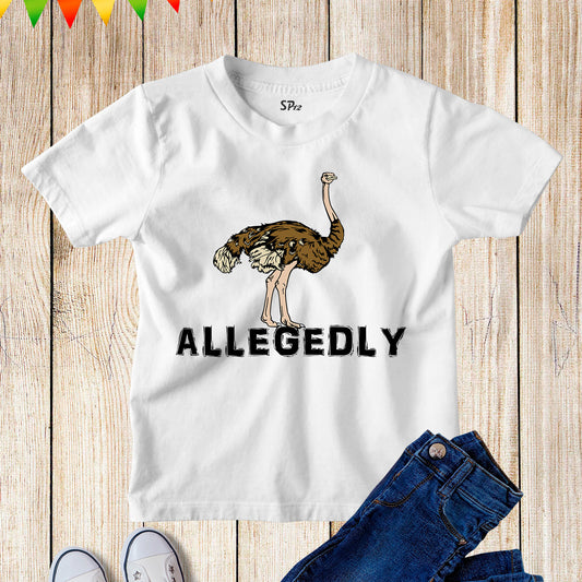 Funny Allegedly Kids T Shirts Ostrich Retro Vintage Sunset Gifts