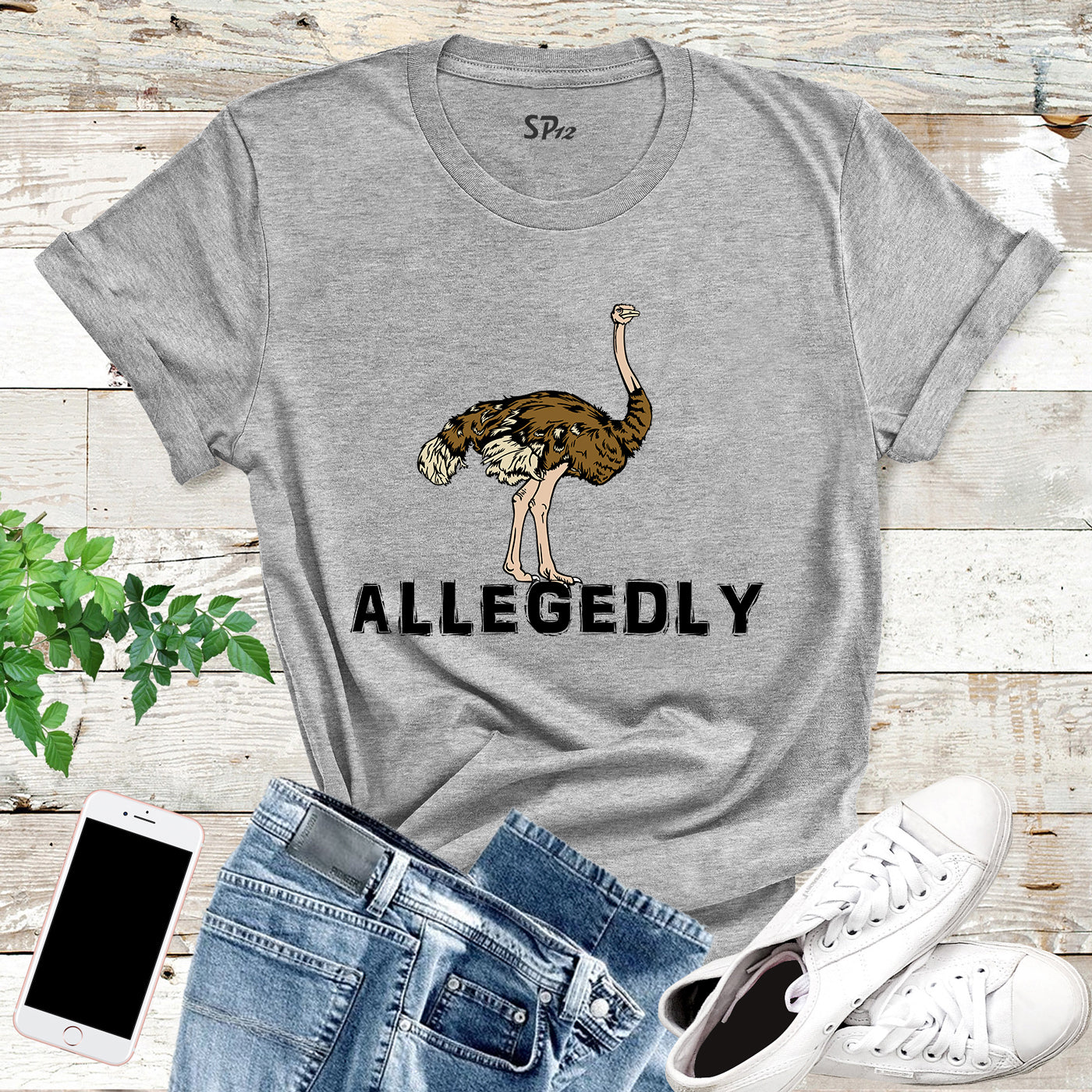 Funny Allegedly T Shirts Ostrich Retro Vintage Sunset Gifts