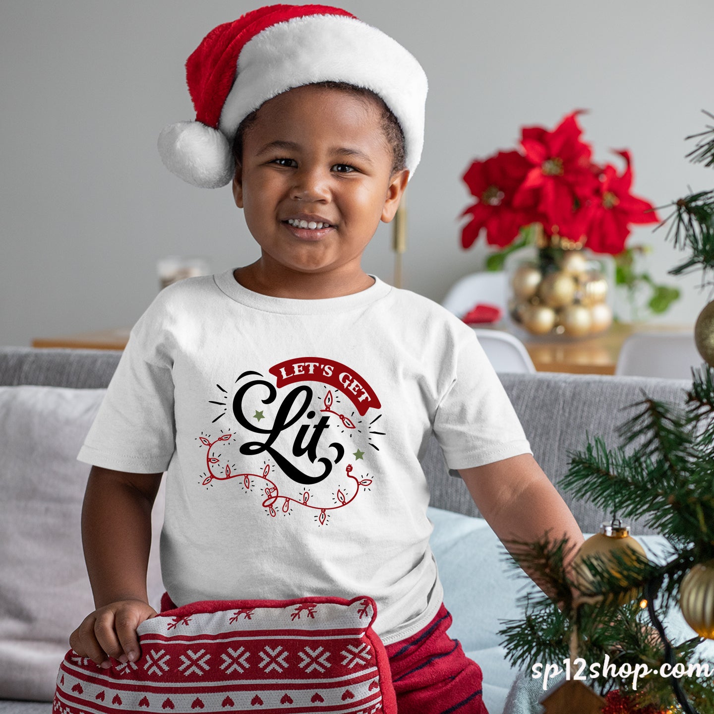 Santa Let's Get Lit Christmas T shirt 