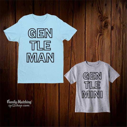 Gentle man and mini Matching Family T Shirts