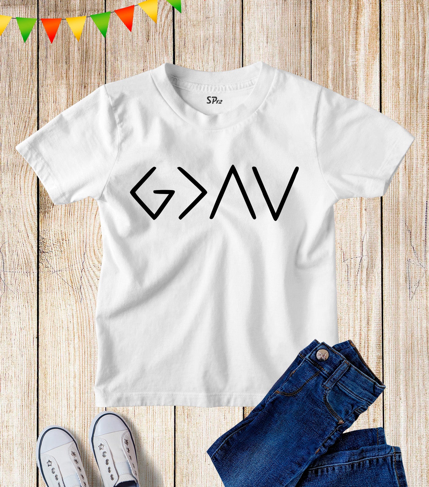 God Is Greater Than The High and The Lows Kids T-Shirts Christian