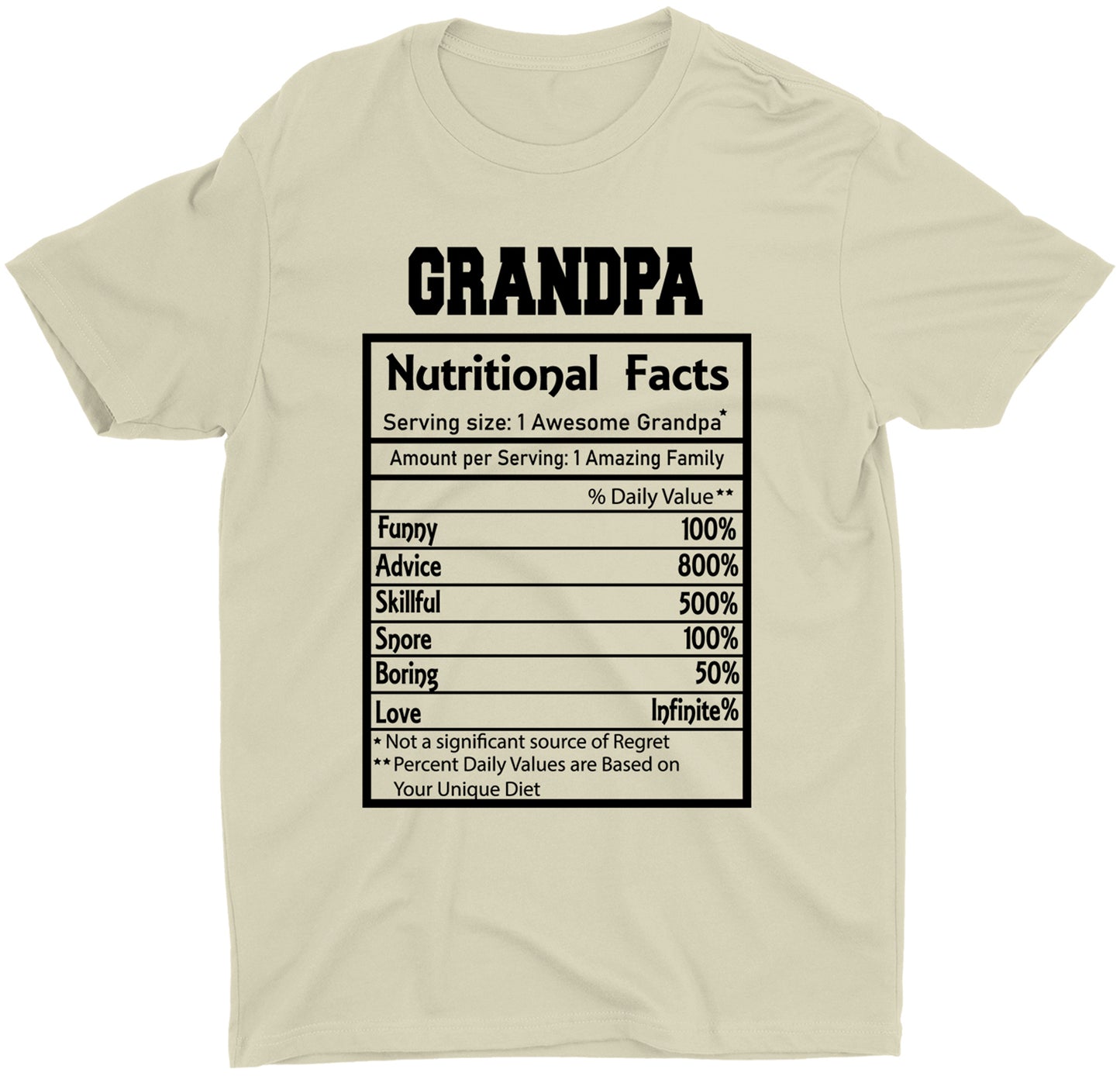 Grandpa Nutrition Facts Grandfather Custom Father's Day T-Shirts