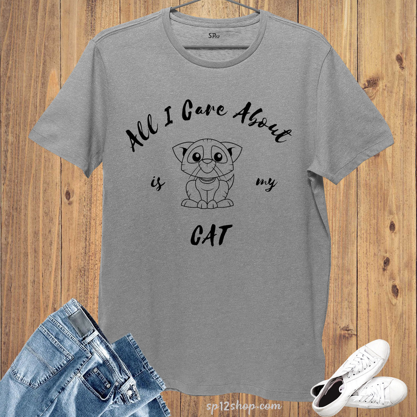 Graphic Pet T shirt All I Care About Is My Cat Cute Cat
