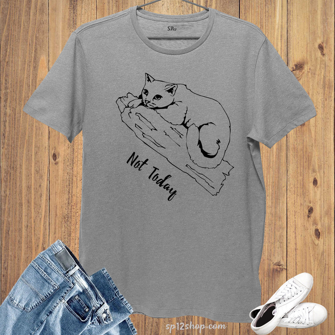 Graphic T Shirt Not Today Cat Lazy Relax Chill tshirt Tee