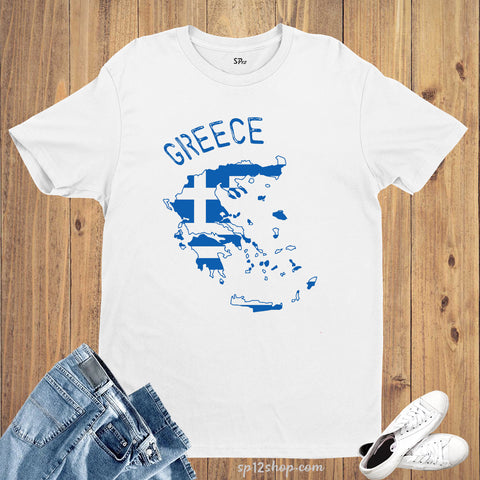 Greece Flag T Shirt Olympics FIFA World Cup Country Flag Tee Shirt