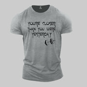 Gym Fitness Crossfit T shirt Closer Than You Were Yesterday Dumbbells