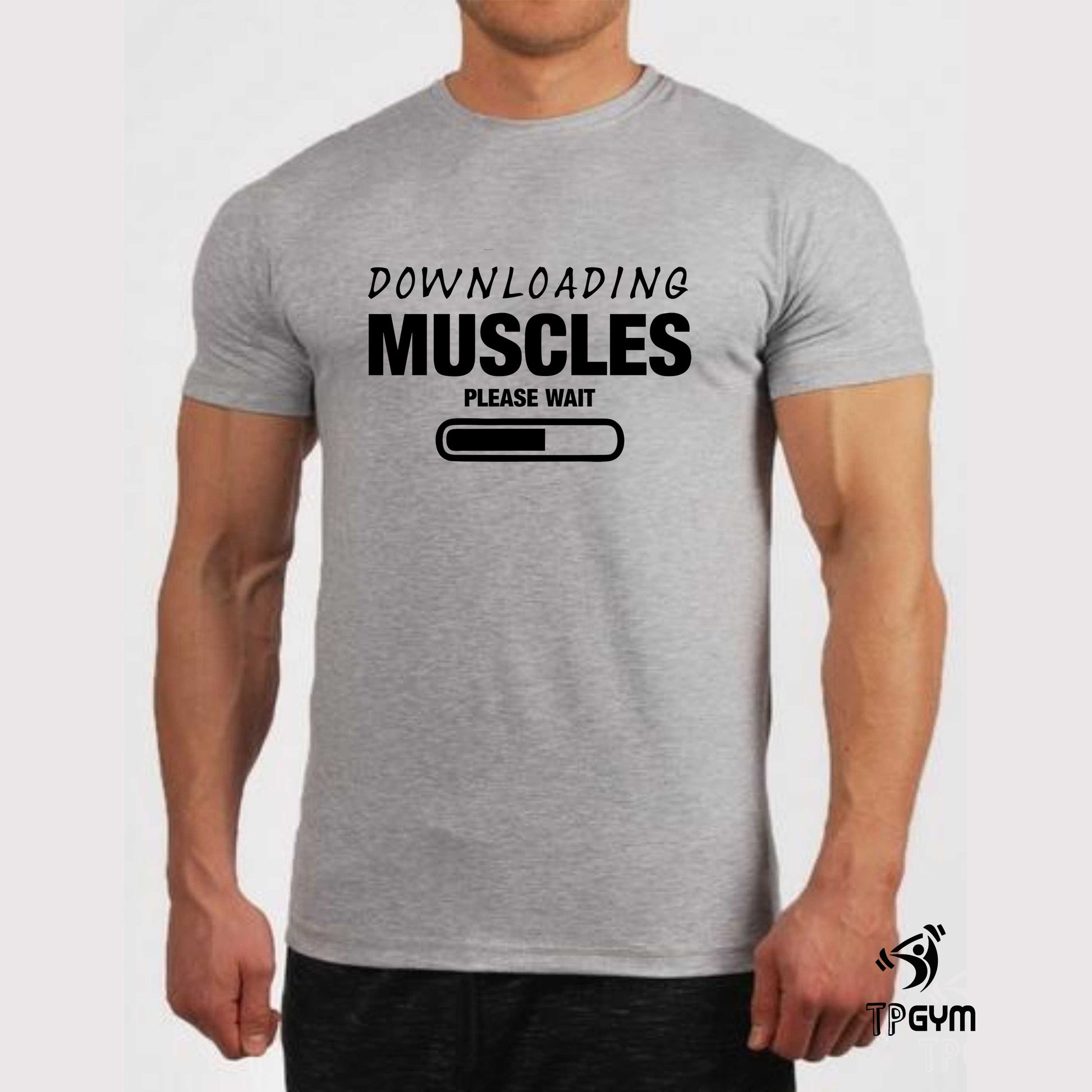 Gym Fitness Crossfit T shirt Downloading Muscles Biceps