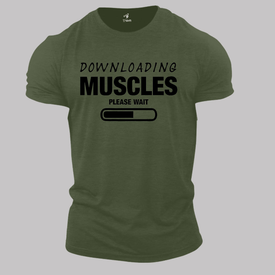 Gym Fitness Crossfit T shirt Downloading Muscles Biceps