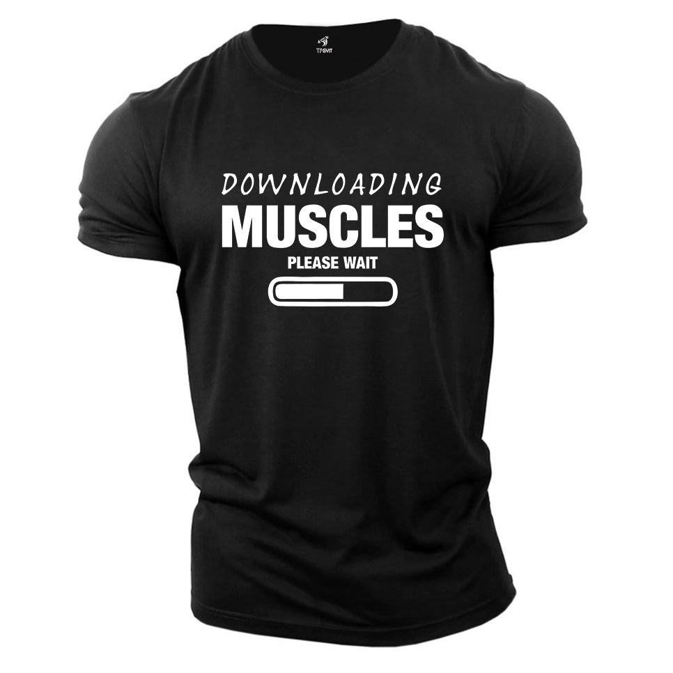 Gym Fitness Crossfit T shirt Downloading Muscles Please Wait