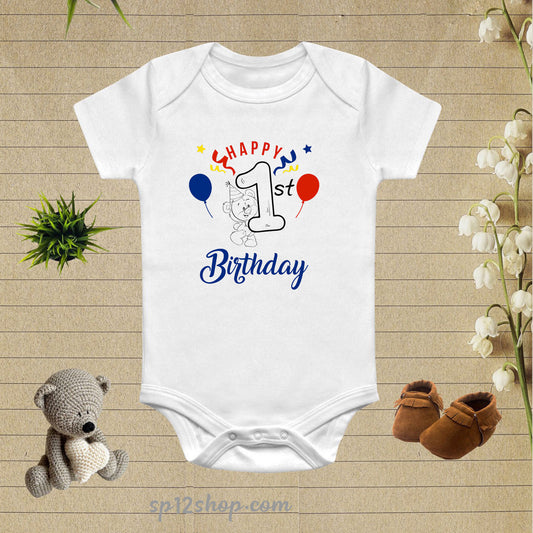 Happy 1st Birthday Baby Bodysuit Onesie