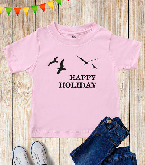 Kids Happy Holiday Seagull Birds Vintage T Shirt