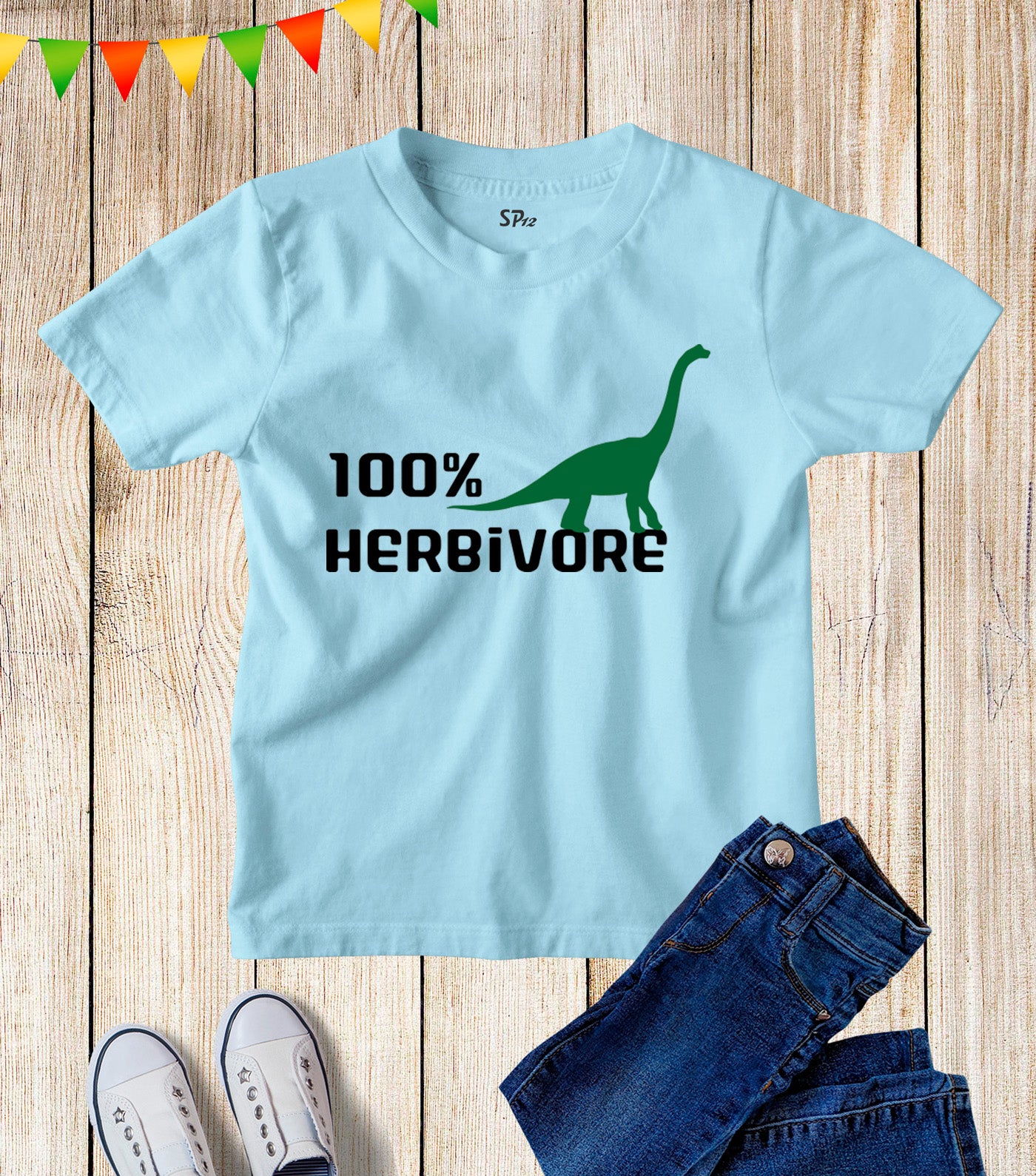 Kids Herbivore Green Dinosaur Vegetarian T Shirt