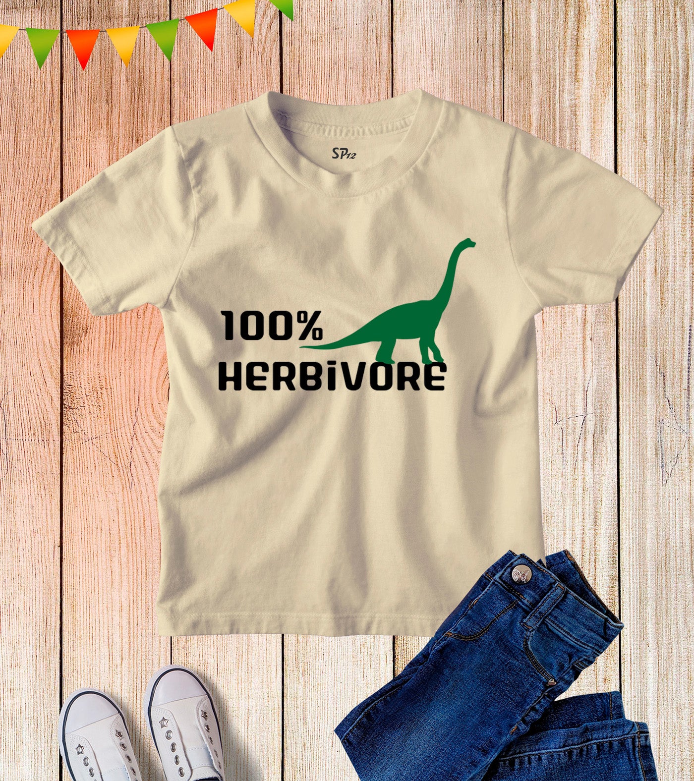 Kids Herbivore Green Dinosaur Vegetarian T Shirt