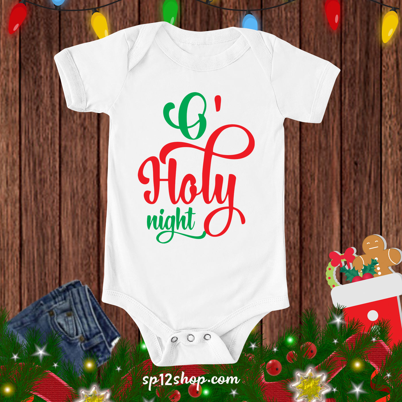 Holy Night Funny Christmas Gift Baby Bodysuit