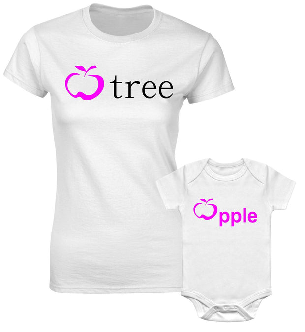 Apple Tree & Apple Fruit Mothers Mum Mummy Daughter Family Matching T shirt