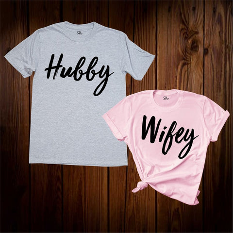 Hubby Wifey Couple Matching T Shirt
