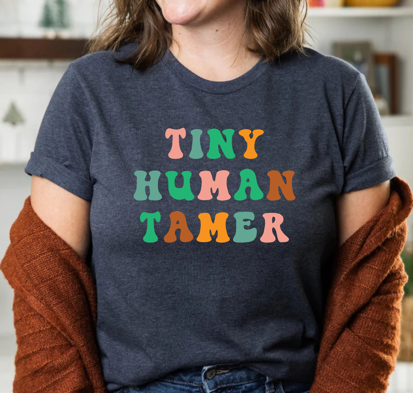Tiny Human Tamer Funny Kindergarten Custom Teacher Teaching T-Shirts