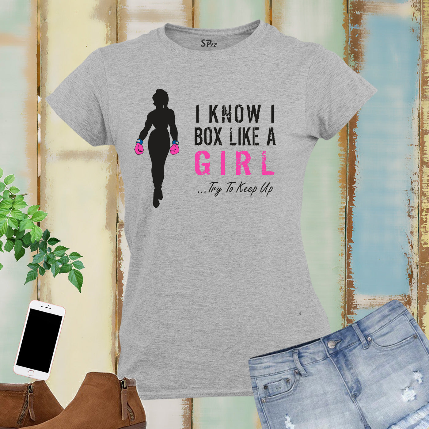 I Box Like a Girl Gym Crossfit Boxer Women T Shirt