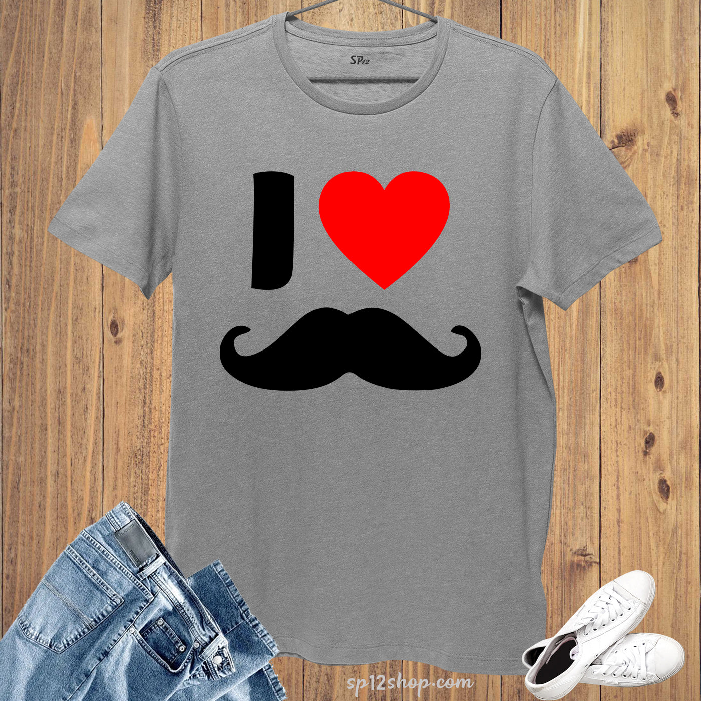 I Love Moustache T Shirt