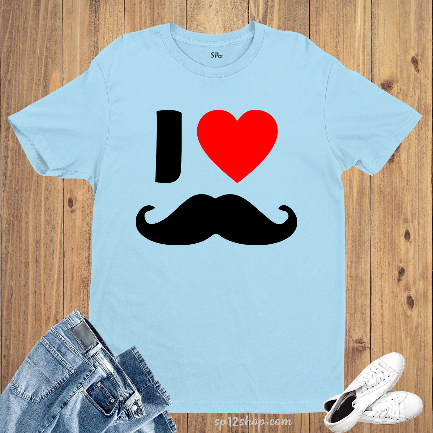 I Love Moustache T Shirt
