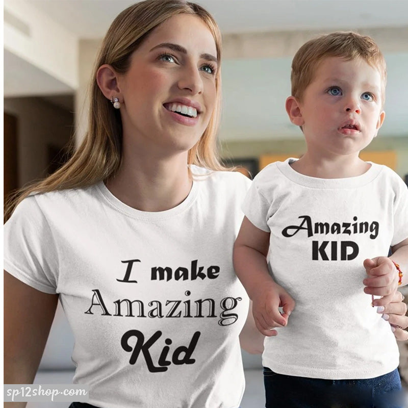 I Make Amazing Kid Slogan Mum Mom Mummy Daughter Son Mother Day Matching T shirt