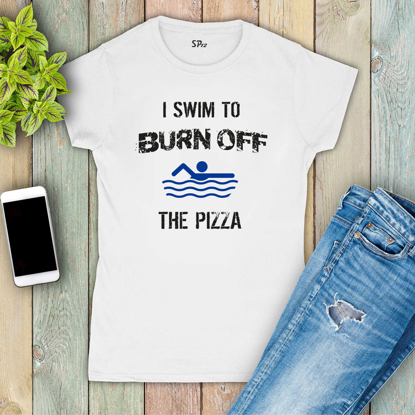 I Swim to Burn Off The Pizza Hobby Women T Shirt