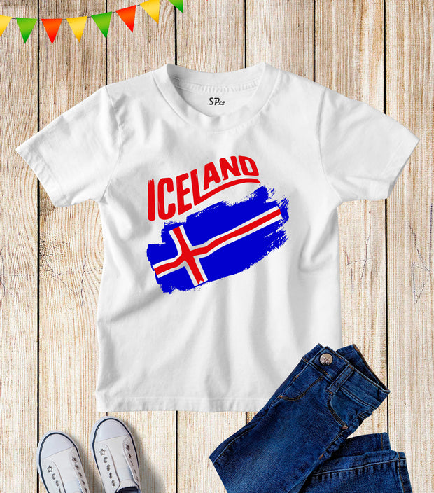 Iceland Flag Map Kids T Shirt
