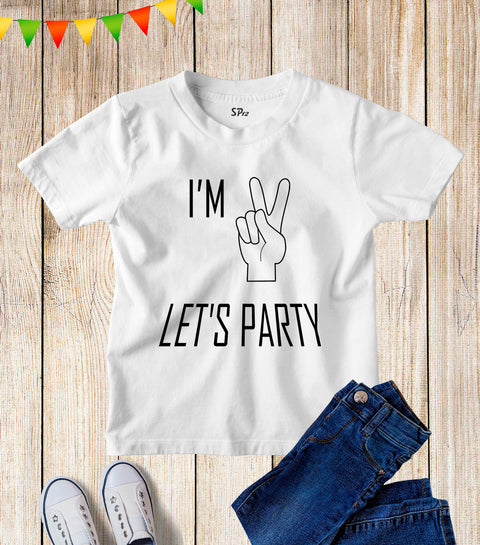 Kids I'm 2 Let's Party Two Years Birthday T Shirt