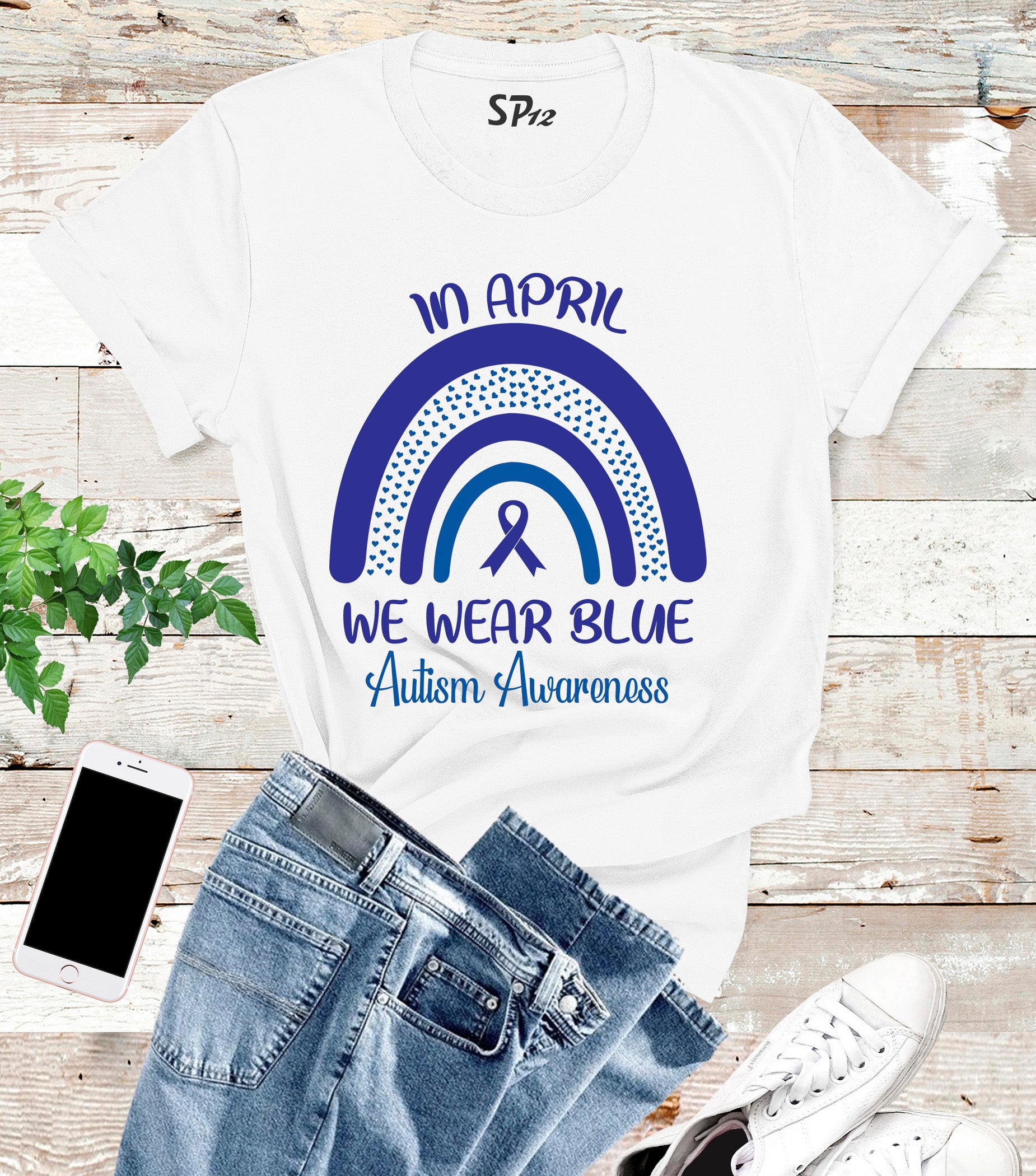 In April We Wear Blue Autism Awareness T Shirt