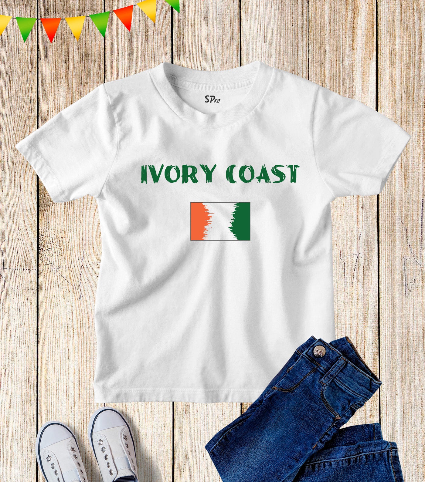 Kids Ivory Coast flag Football T shirt