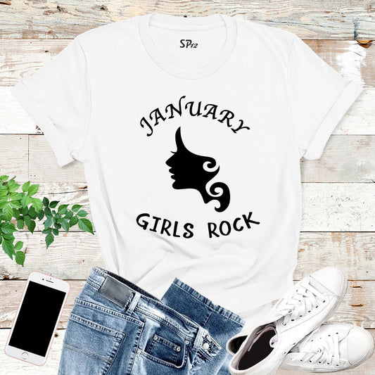 January Girls Rock Birthday T Shirt