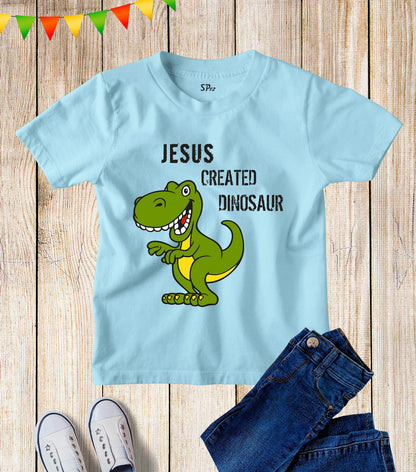Kids Jesus Created Dinosaur Christian T Shirt