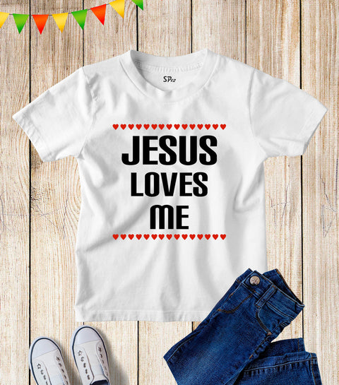 Kids Jesus Loves Me Grace Faith Christian T Shirt