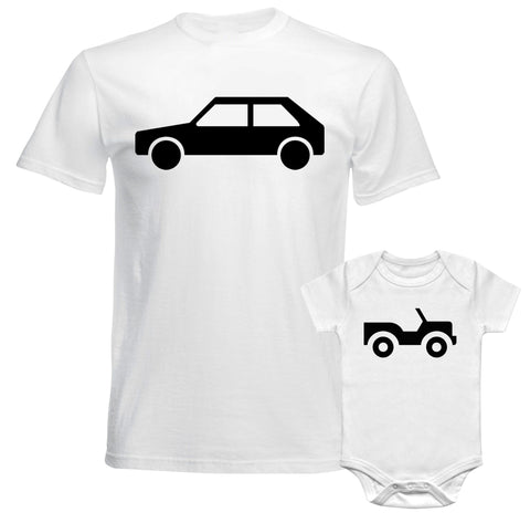 Father Daddy Daughter Dad Son Matching T shirts Baby Bodysuit Big Car Toy Car