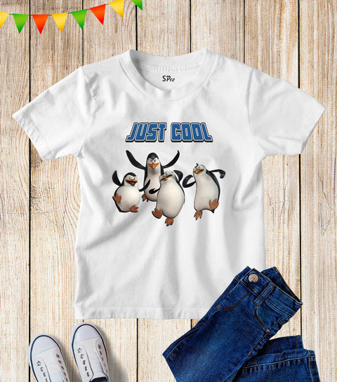 Kids Just Cool Penguin Graphic Slogan T Shirt