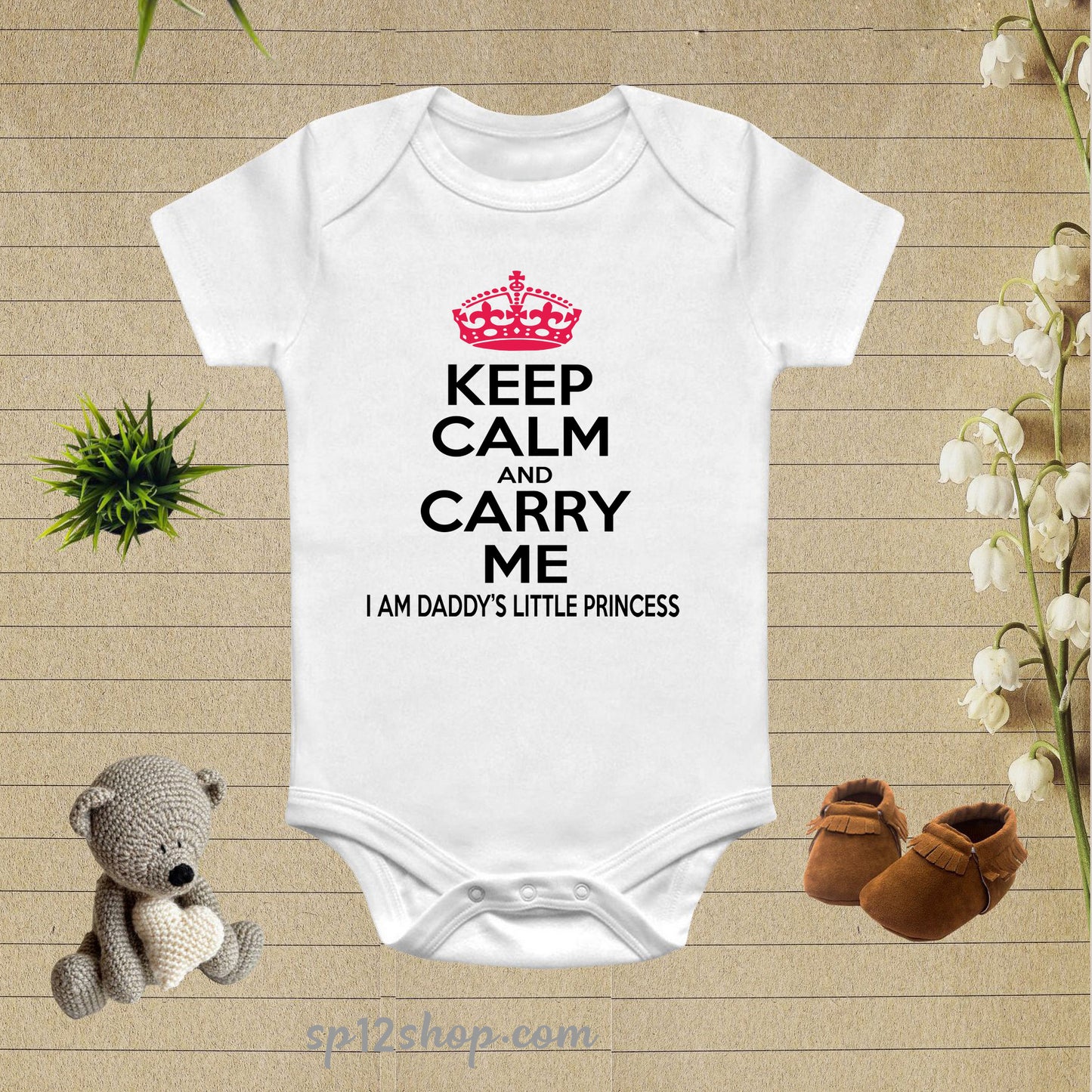 Keep Calm I Am Daddy's Little Princess Baby Bodysuit Onesie