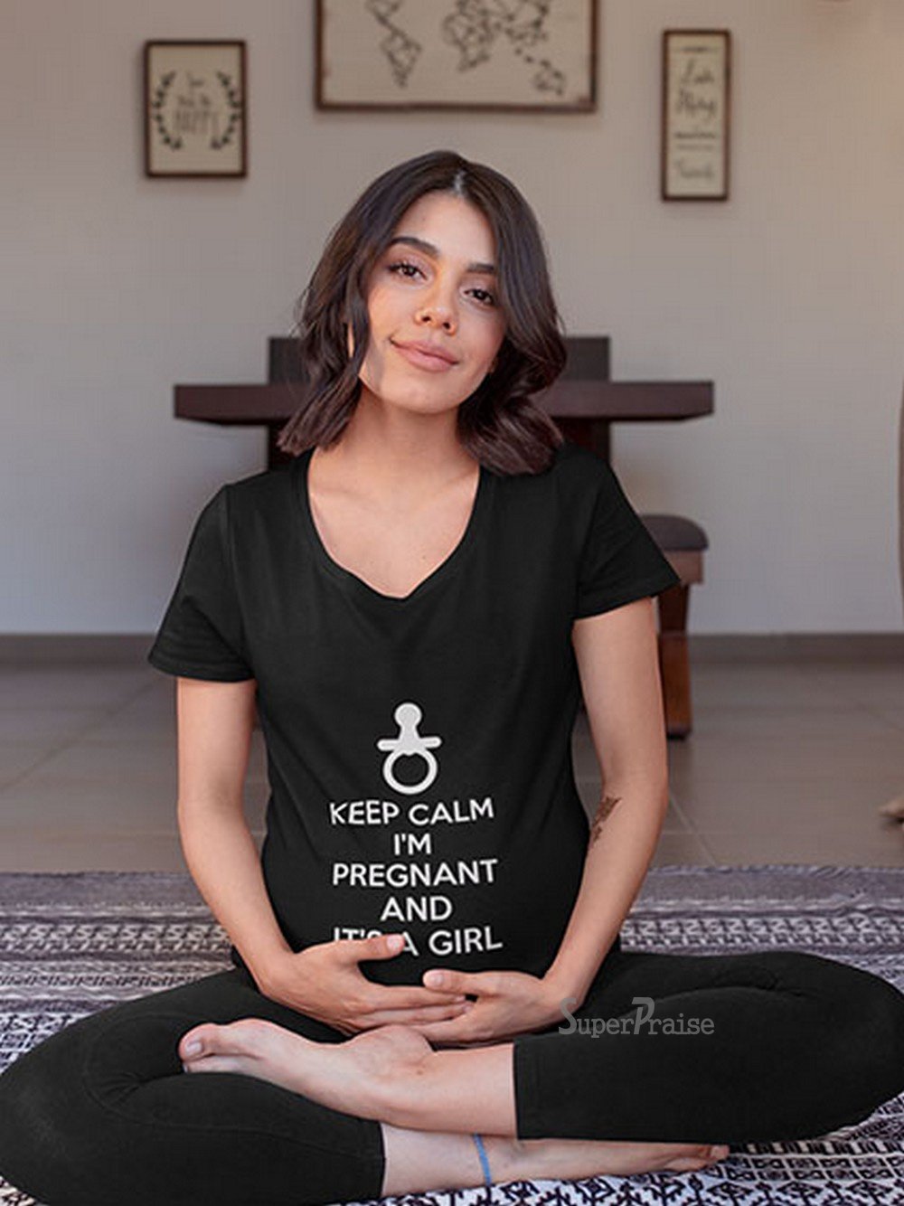 Keep Calm I'm Pregnant And Its A Girl Maternity T Shirts 