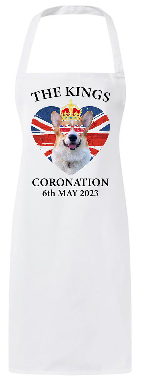 King Charles Coronation Corgi British Dog Union Jack Flag Crown Apron