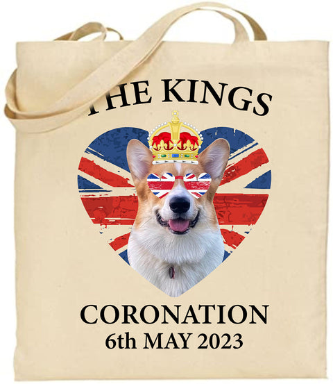 King Charles Coronation Corgi British Dog Union Jack Flag Tote Bag
