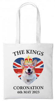 King Charles Coronation Corgi British Dog Union Jack Flag Tote Bag