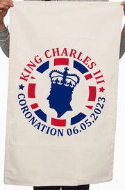 King Charles III Coronation 6th May Flag Crown Kitchen Table Tea Towel