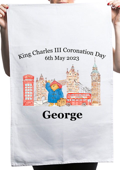 Personalised King Charles Coronation 6th May Kitchen Table Tea Towel