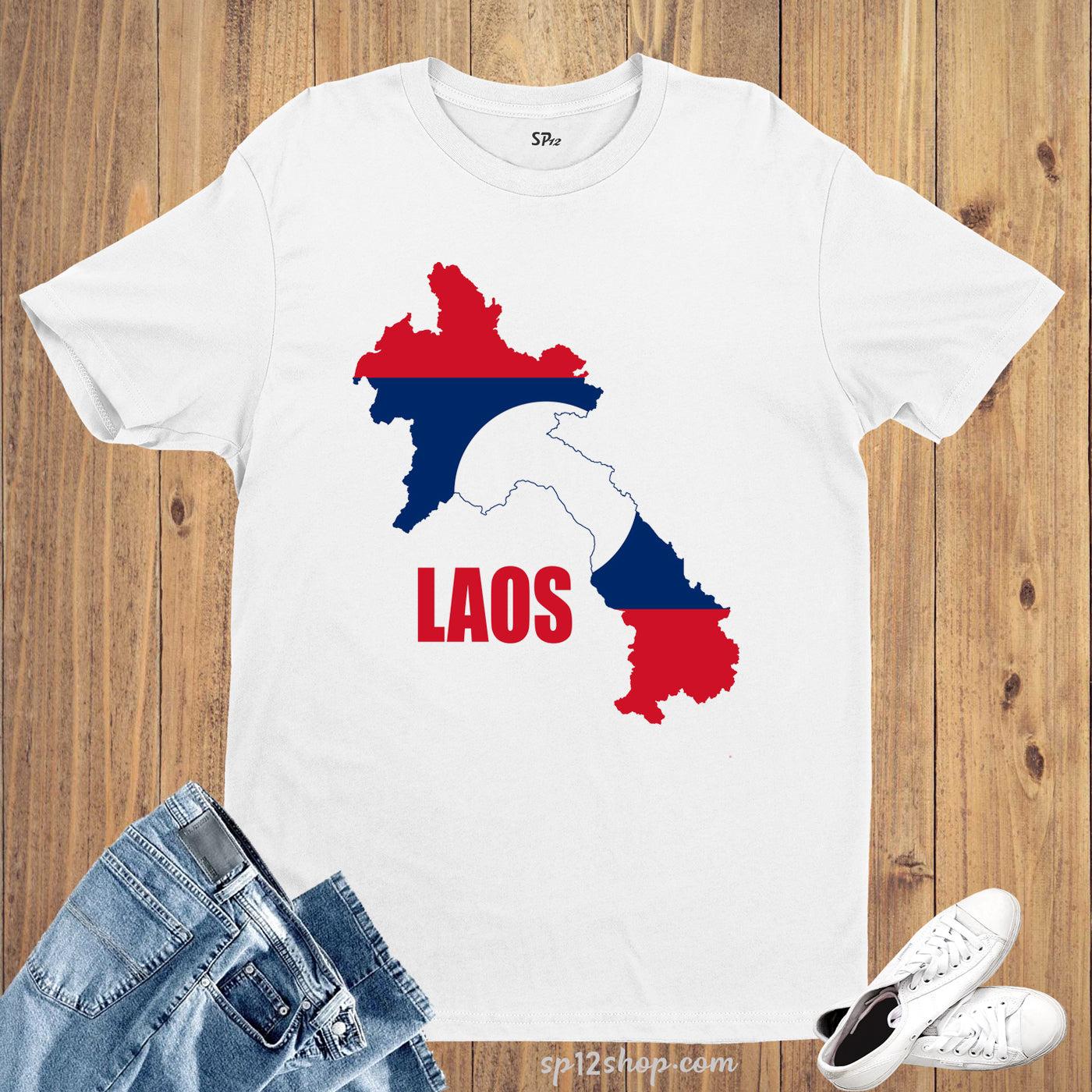 Laos Flag T Shirt Olympics FIFA World Cup Country Flag Tee Shirt