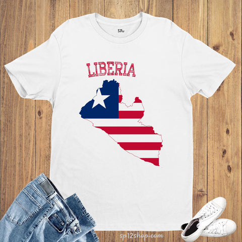 Liberia Flag T Shirt Olympics FIFA World Cup Country Flag Tee Shirt
